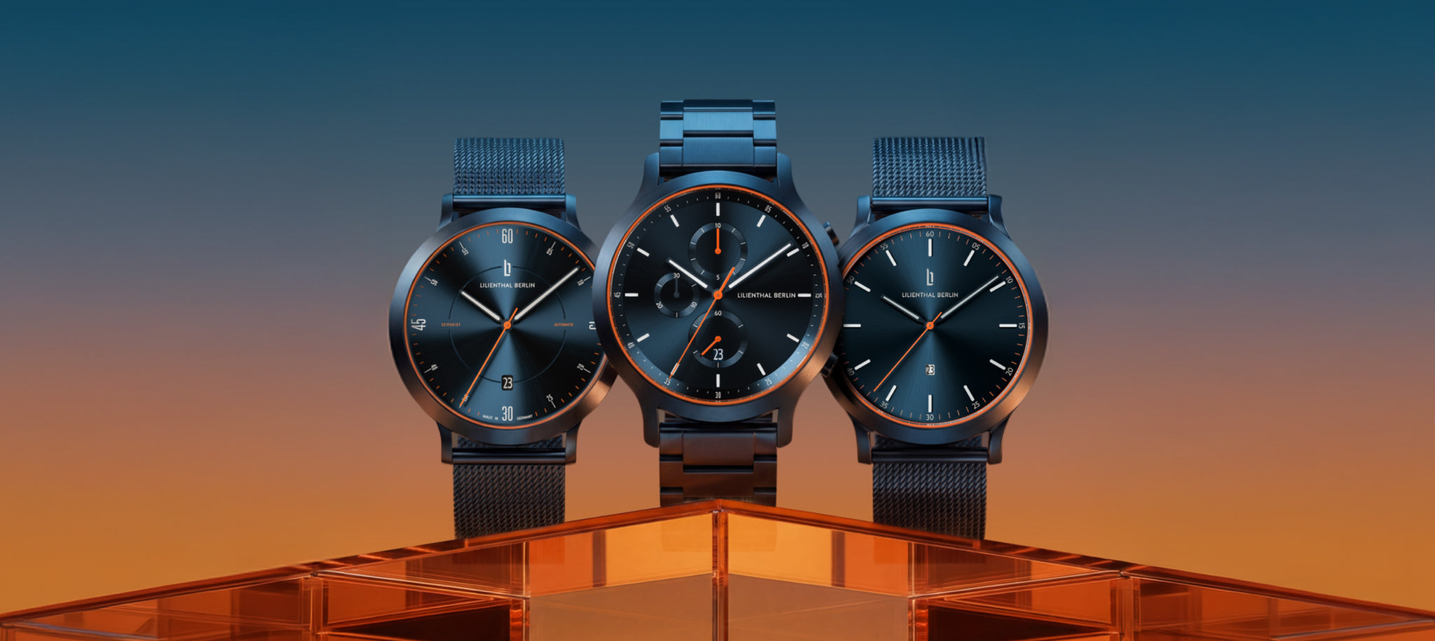 Blue and orange gradient abstract background with soft, blurred texture