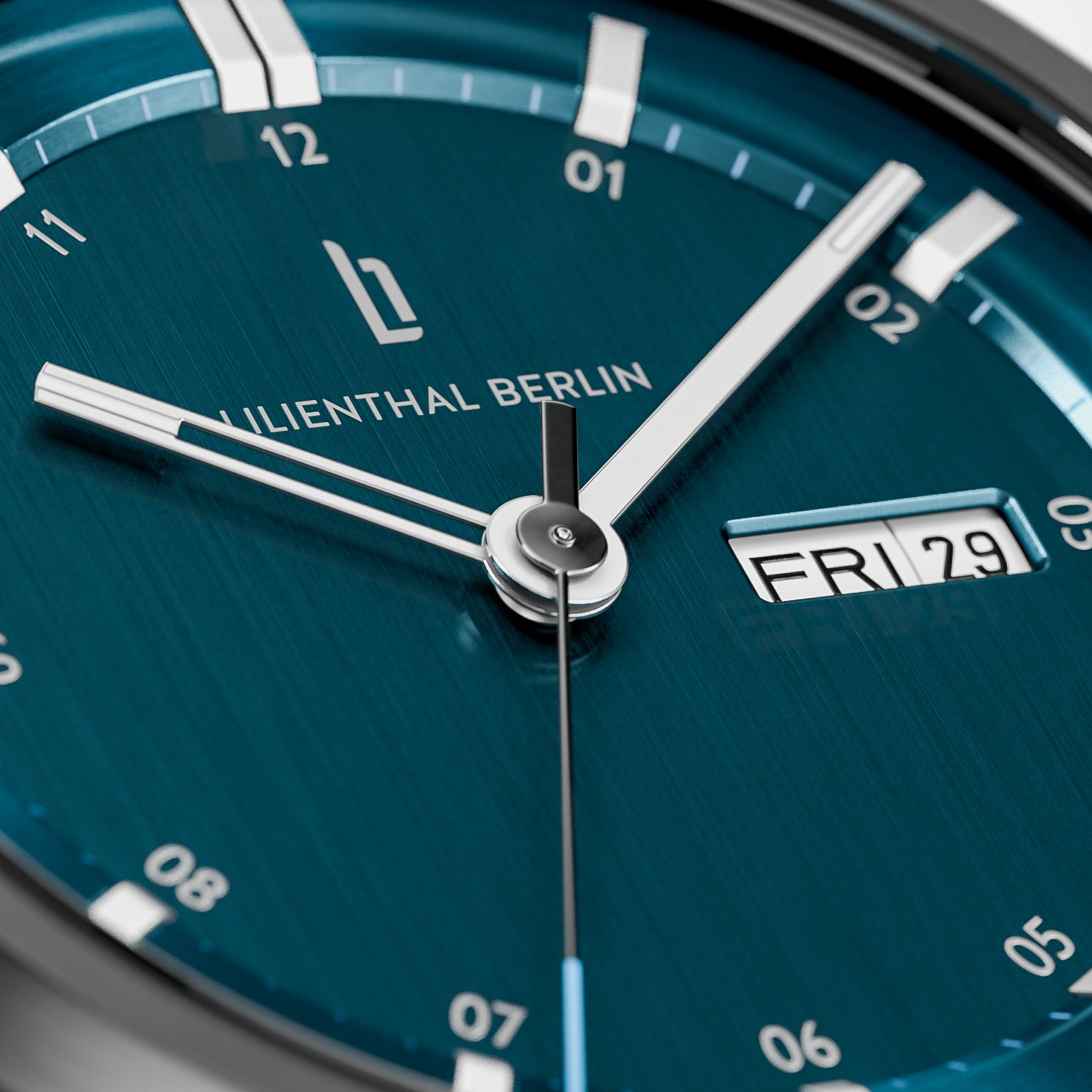 Neolux Day Date Dark Silver Blue - Lilienthal Berlin