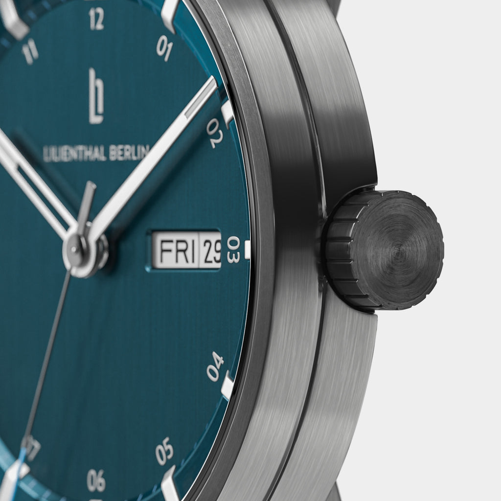 Neolux Day Date – Dark Silver Blue